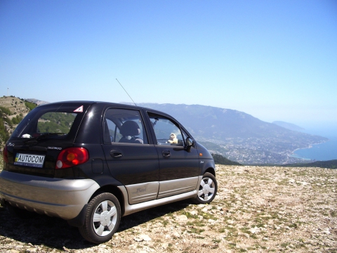 Daewoo Matiz Crimea Ay-Petri Yalta Black Sea Дэу Деу Матиз Ай-Петри Айпетри Крым море Черное море Ялта лето горы 